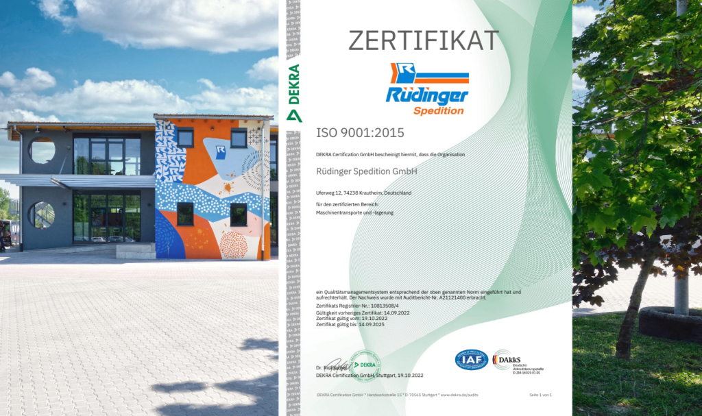 Rüdinger Spedition DIN ISO 9001:2015